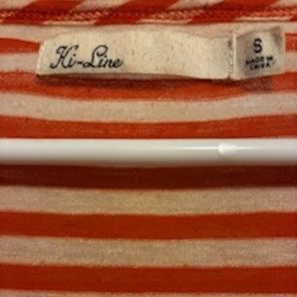 Stripe Orange and White Long Sleeve Crewneck, Wool blend, by "Hi Line", Sz Small - Picture 5 of 6